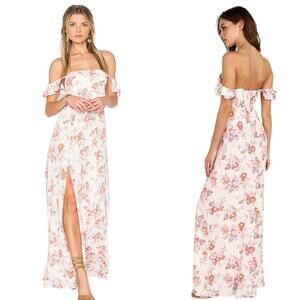 Flynn Skye Bardot Maxi Dress Cottagecore Prairie Off The Shoulder Small Cream